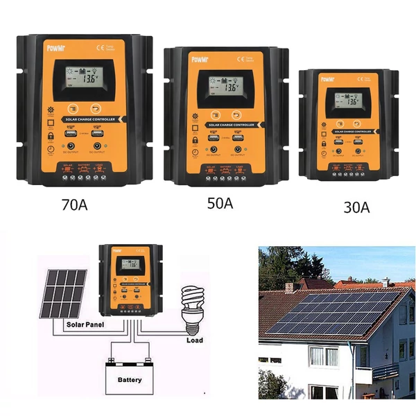 MPPT PWM napelemes töltésvezérlő - 30A