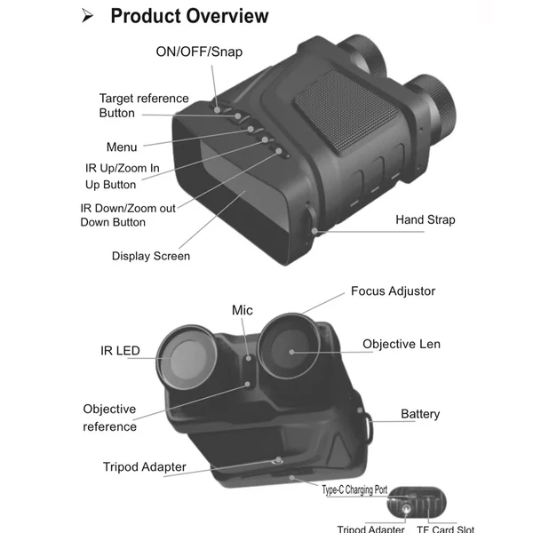 1080P hordozható binokuláris infravörös éjjellátó készülék - Memóriakártya nélkül