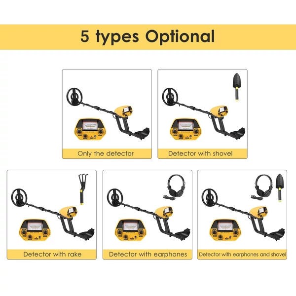 Földalatti fémdetektor, nagy pontosságú ékszervadász eszközök fém és lemez üzemmóddal, vízálló - 8 hüvelykes tekercses fülhallgatóval és műanyag lapáttal