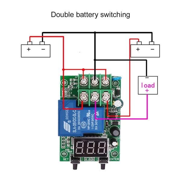 KKmoon DC 6~80V feszültségfigyelő relé időkésleltetett töltés kisütés vezérlő modul Túlfeszültség túlfeszültség védelem 4 üzemmóddal, feszültségszabályozás időzítővel