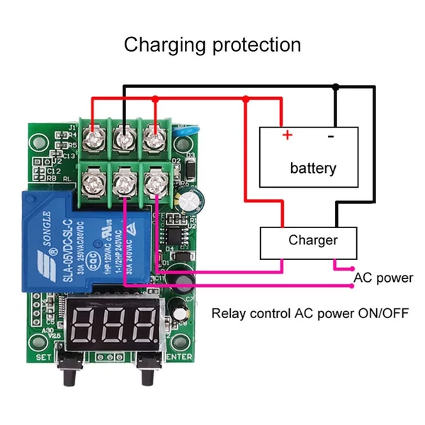 KKmoon DC 6~80V feszültségfigyelő relé időkésleltetett töltés kisütés vezérlő modul Túlfeszültség túlfeszültség védelem 4 üzemmóddal, feszültségszabályozás időzítővel