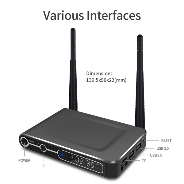 Smart Android 9.0 TV Box S922X Cortex-A73+A53 2.4G és 5G WiFi 1000M LAN H.265 VP9 Dekódoló Miracast HD Media Player BT 4K HD - 4GB / 32GB