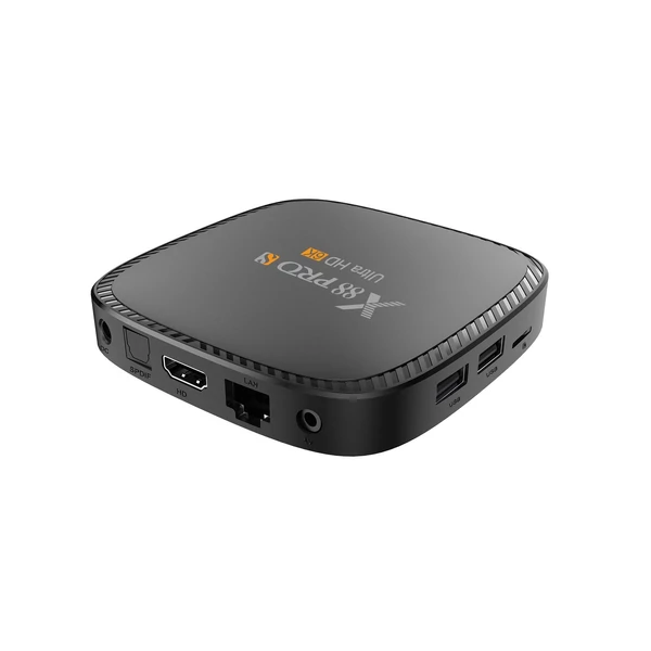 X88 PRO S Android 10.0 Smart TV Box Allwinner H616 négymagos H.265 VP9 6K dekódoló UHD 4K médialejátszó 2.4G/5G kétsávos WiFi 100M LAN BT5.0 távirányítóval - 4GB+128GB