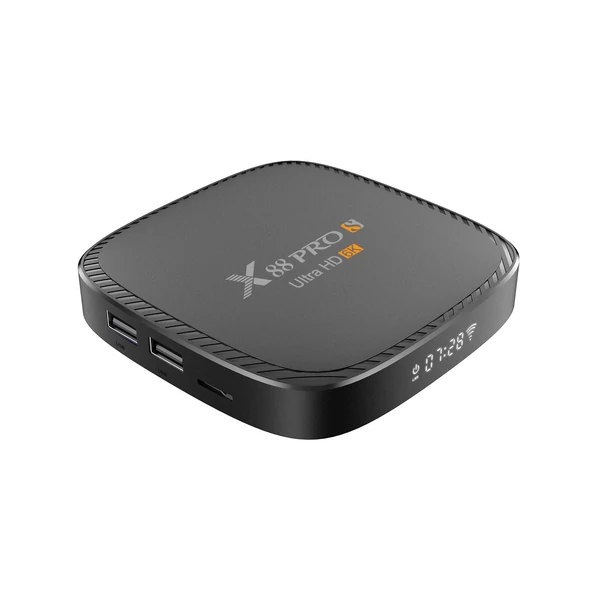 X88 PRO S Android 10.0 Smart TV Box Allwinner H616 négymagos H.265 VP9 6K dekódoló UHD 4K médialejátszó 2.4G/5G kétsávos WiFi 100M LAN BT5.0 távirányítóval - 4GB+128GB