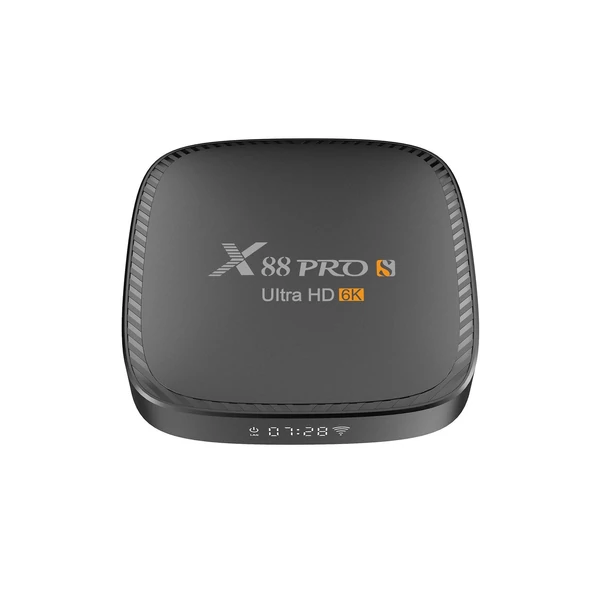 X88 PRO S Android 10.0 Smart TV Box Allwinner H616 négymagos H.265 VP9 6K dekódoló UHD 4K médialejátszó 2.4G/5G kétsávos WiFi 100M LAN BT5.0 távirányítóval - 4GB+128GB