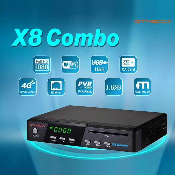 GTMedia X8 COMBO HD digitális TV-vevő WiFi DVB-S/S2/S2X H.265 támogatással Multi-stream/T2-MI CA KÁRTYA