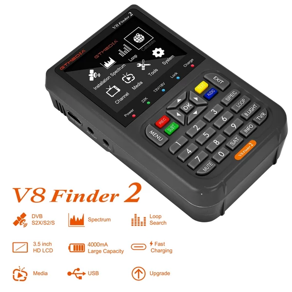 GTMEDIA V8 Finder 2 TV jelkereső mérő DVB-S/S2/S2X jelvevő - Szürke