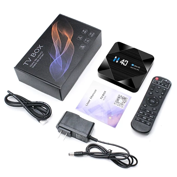 H40 Android 10.0 Smart TV Box Allwinner H616 Négymagos UHD 4K médialejátszó 6K HDR10 H.265 VP9 2.4G & 5G WiFi BT4.1 100M LAN LCD kijelzős távirányító - 4GB + 32GB