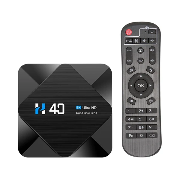 H40 Android 10.0 Smart TV Box Allwinner H616 Négymagos UHD 4K médialejátszó 6K HDR10 H.265 VP9 2.4G & 5G WiFi BT4.1 100M LAN LCD kijelzős távirányító - 4GB + 32GB