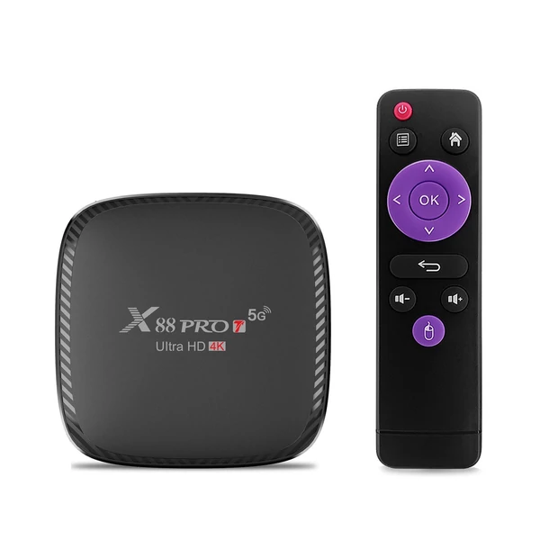 X88 PRO T Android 10.0 Smart TV Box UHD 4K Media Player Allwinner H313 Négymagos H.265 VP9 2.4G/5G Kétsávos WiFi 100M LAN távirányítóval - 2GB+16GB