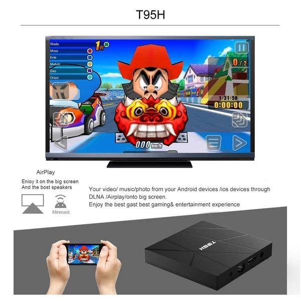 T95H Android 10.0 Smart TV Box Allwinner H616 négymagos 64 bites 6K médialejátszó LCD kijelző - 4GB+32GB