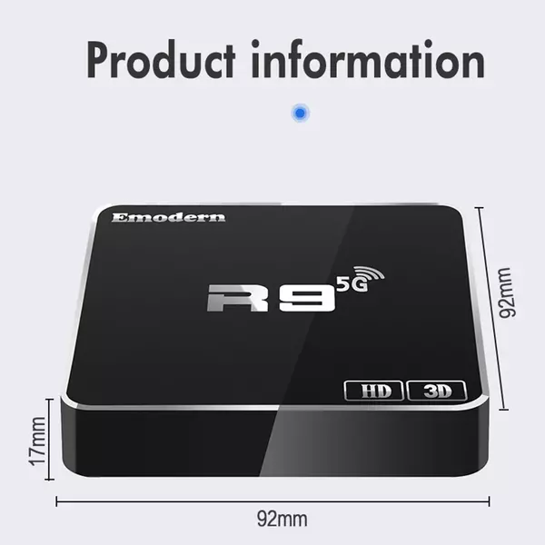 R9 Android 9.0 2.4G/5G WiFi Digital TV Box 4K médialejátszó távirányítóval