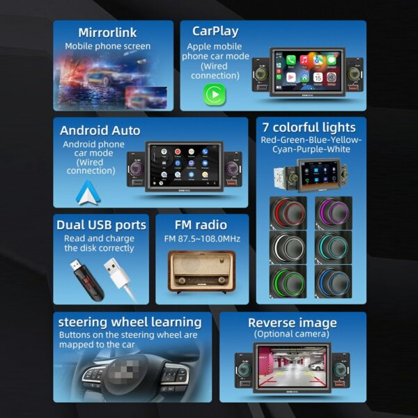 5 hüvelykes autós sztereó MP5 lejátszó 1 Din BT FM rádióvevő Android rendszerrel