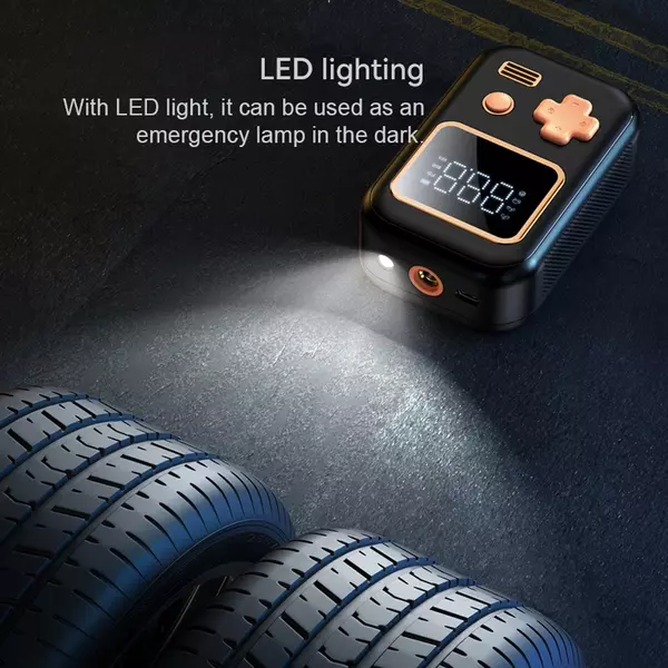 150PSI vezetéknélküli kézi légkompresszor, elektromos gumiabroncs-felfújó LED lámpával autók motorkerékpár gumiabroncsaihoz