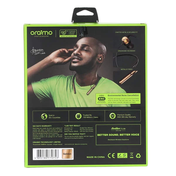 Oraimo OEB-E75D Necklace 3 Lite Nyakba Akasztható vezetéknélküli Sport Fülhallgató - Zold