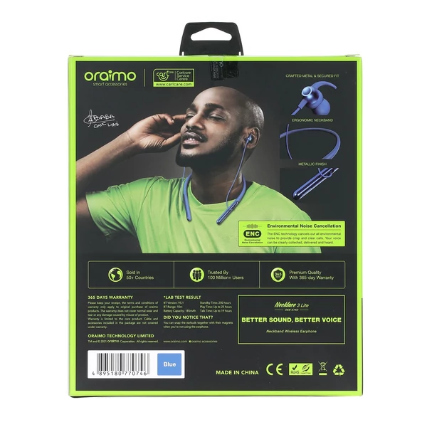 Oraimo OEB-E75D Necklace 3 Lite Nyakba Akasztható vezetéknélküli Sport Fülhallgató - Kék