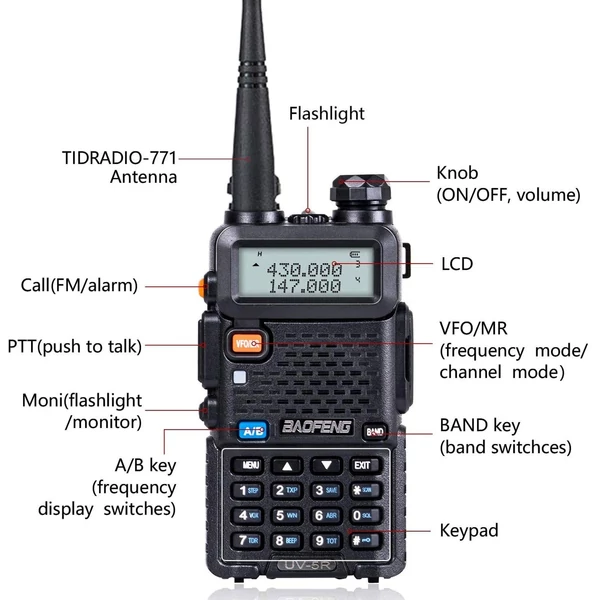 BAOFENG UV-5R 5W Walkie Talkie FM adó-vevő kétirányú rádió