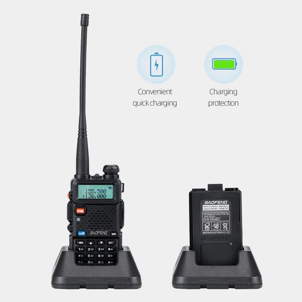 BAOFENG UV-5R 5W Walkie Talkie FM adó-vevő kétirányú rádió