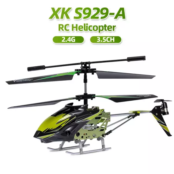 Wltoys XK S929-A RC helikopter 2.4G 3.5CH világítással - Zöld