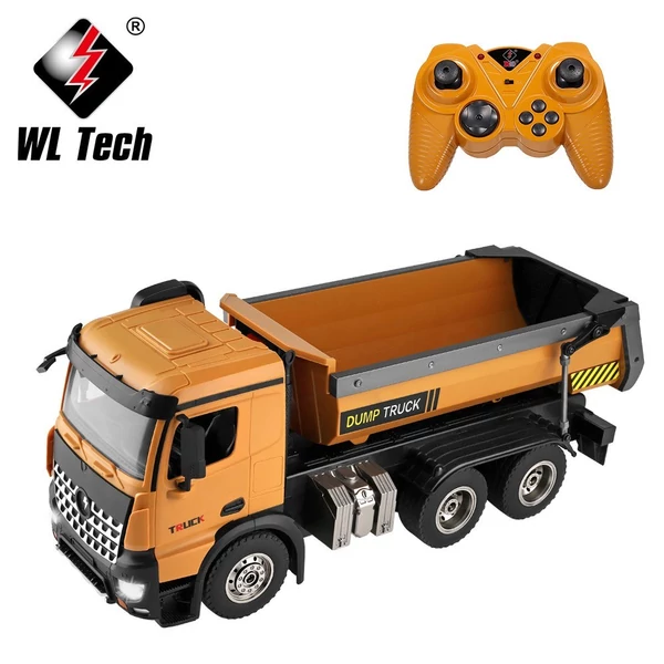 Wltoys 14600 2,4 GHz 1/14 méretű RC billenős teherautó LED lámpákkal és szimulációs hanggal gyerekeknek