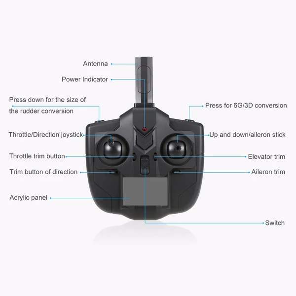 WLtoys A210 RC repülőgép 2,4 GHz-es 4 csatornás 6 tengelyes Gyro T28 modell