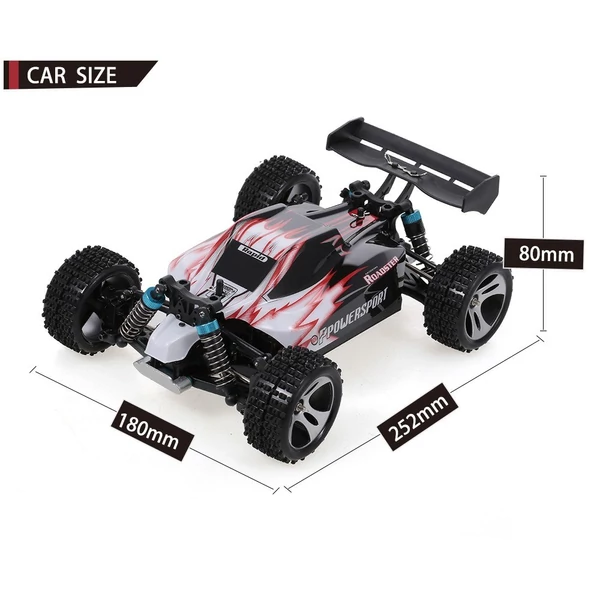 Wltoys A959 1:18 2,4 GHz RC terepjáró 4WD 45 km/h RTR - Piros