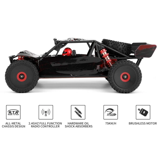 WLtoys 124016 RC lánctalpas terepkocsi 1/12 2,4 GHz 75 km/h 4WD RTR fém alváz