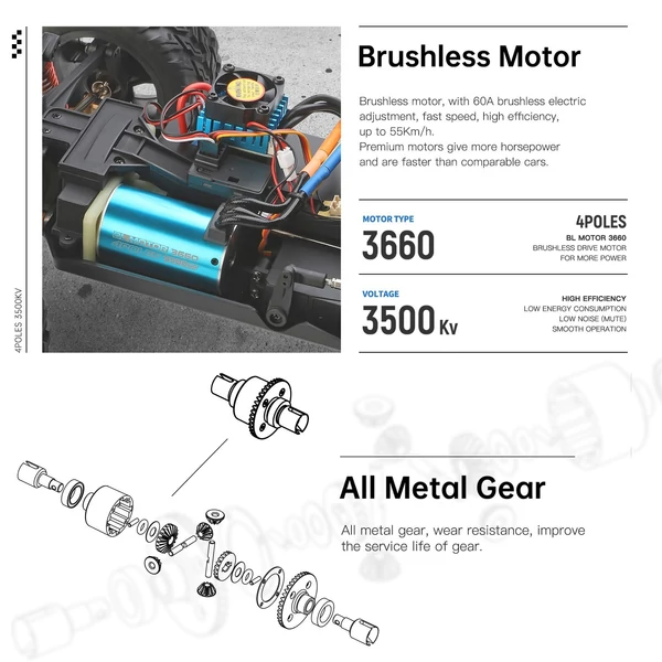 WLtoys 104016 1/10 2,4 GHz 4WD 55 km/h terepjáró teherautók kefe nélküli motor