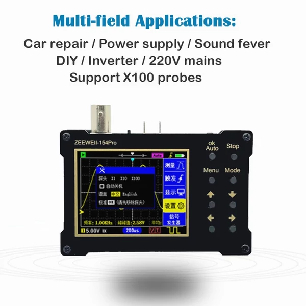 ZEEWEII DSO154Pro 2,4 hüvelykes TFT színes képernyő digitális oszcilloszkóp 40 MSa/s mintavételi sebesség támogatás - 18 MHZ sávszélesség