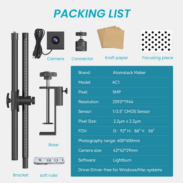 Atomstack Maker AC1 kamera 400x400mm fényképezési terület