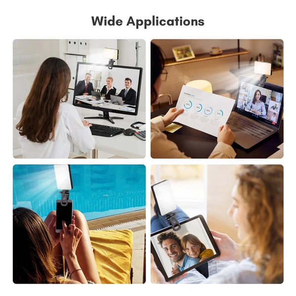 Zsebre csíptethető LED videolámpa Tablet mobiltelefon videokonferencia lámpa