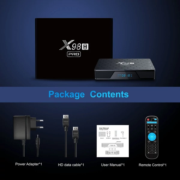 X98H Pro Set-top Box kábeles távirányítóval - 4+ 64 GB