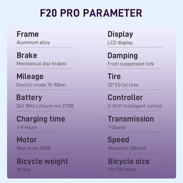 FAFREES F20 Pro összecsukható elektromos kerékpár - Lila