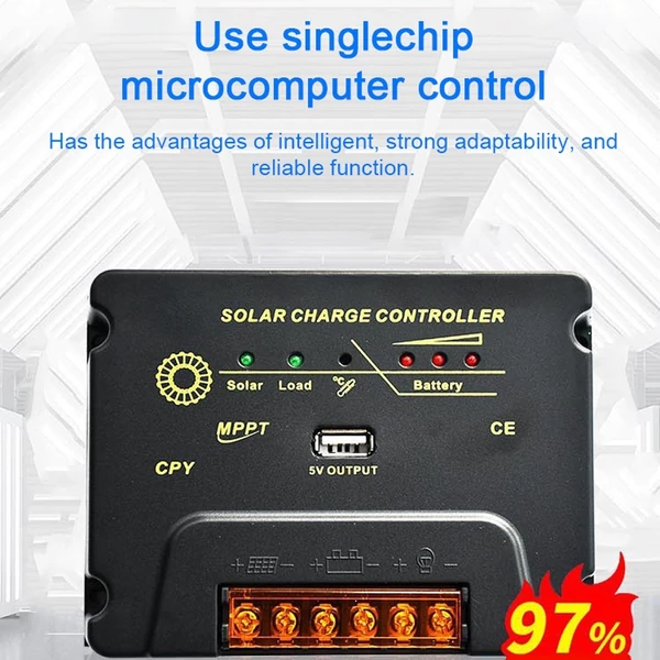 Napelemes akkumulátor szabályozó 12V/24V Automatikus azonosító szolártöltő vezérlő - 20A