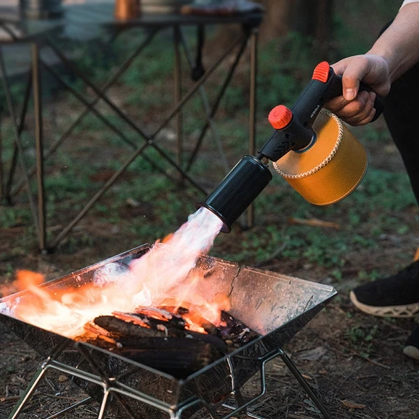 Nagy teljesítményű kemping gázfáklya, szénégető eszköz, piknik grillező lángszóró