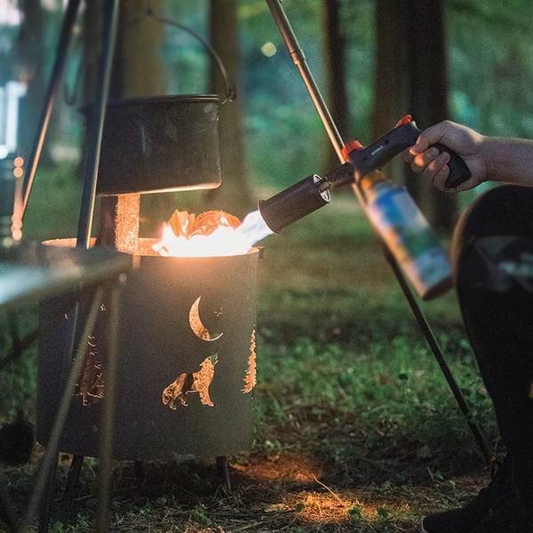 Nagy teljesítményű kemping gázfáklya, szénégető eszköz, piknik grillező lángszóró