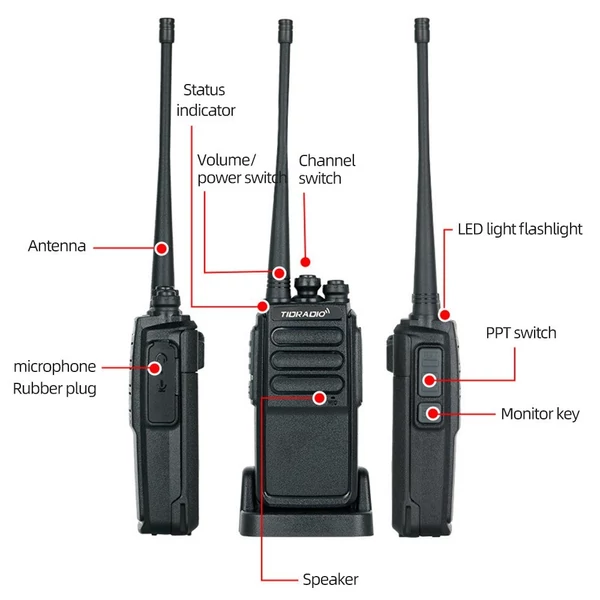 TID-777 UHF 400-470MHz kétirányú rádió hordozható kézi walkie talkie, nagy teljesítményű, távolsági fejhallgató USB adatkábel 2db