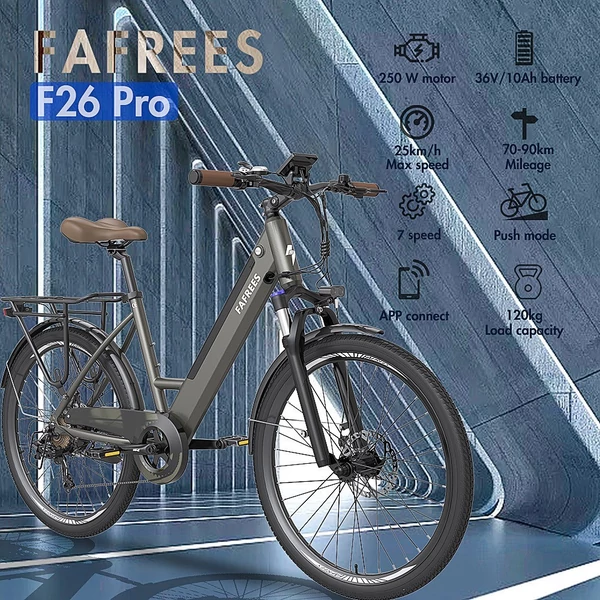 Fafrees F26 Pro elektromos kerékpár 36V 250W 10AH akkumulátor Max sebesség 25km/h - Szürke