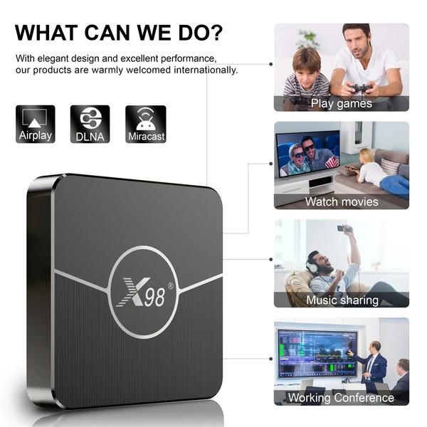 X98 Plus Android 11.0 Smart TV Box Amlogic S905W2 UHD 4K médialejátszó 2.4G/5G kétsávos WiFi BT AV1 VP9 H.265 dekódoló digitális kijelzős távirányító - 64 GB