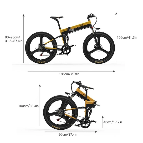 BEZIOR X500PRO 500 W 26 hüvelykes összecsukható elektromos kerékpár - Sárga