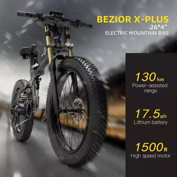 BEZIOR X-PLUS 1500W összecsukható elektromos kerékpár - Szürke