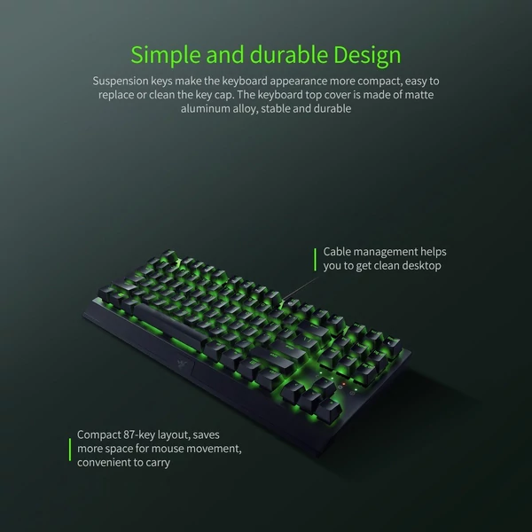 Razer BlackWidow X Tenkeyless mechanikus vezetékes játékra szánt Esport billentyűzet 87 billentyűs billentyűzet zöld háttérvilágítás