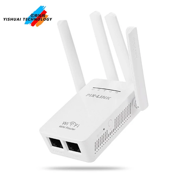 WiFi Extender 300Mbps vezeték nélküli gyors internet jelerősítő fali csatlakozó, széles hatótávolságú jelismétlő / AP-mód 4 nagy teljesítményű külső antenna