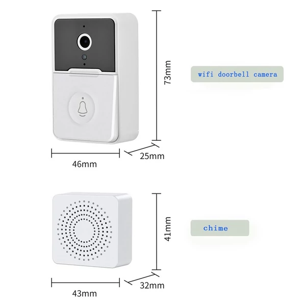 Intelligens videó csengő vezeték nélküli HD kamera PIR mozgásérzékelő infravörös riasztó Wi-Fi kaputelefon - Dizájn 2