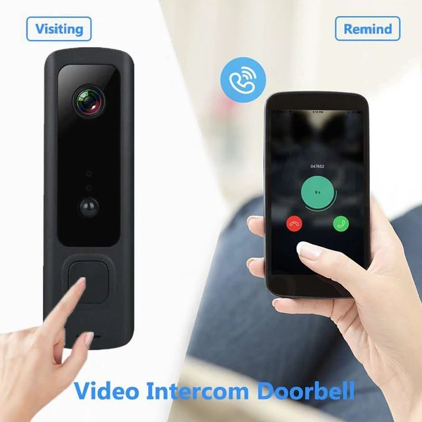 Vezetéknélküli video ajtó csengő 720P vizuális valós idejű intercom Wi-Fi - Fekete