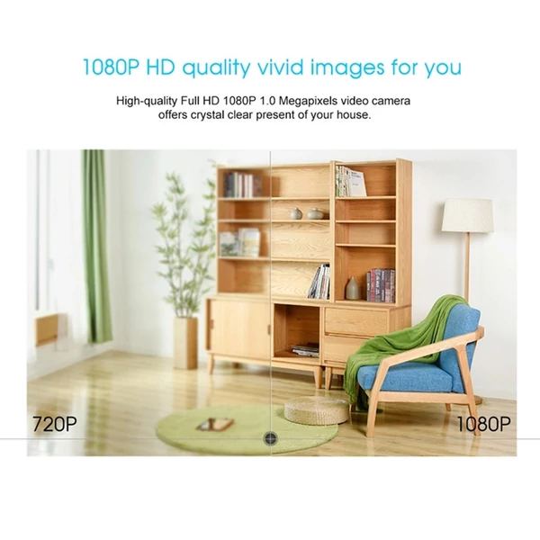 360 fokos 1080P vezeték nélküli WiFi kamera hangos kaputelefonnal, mozgásérzékeléssel, éjszakai látással, TF kártya tárolóhellyel - Fekete, 32 GB TF kártyával