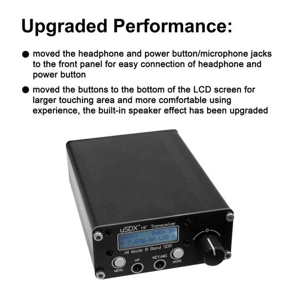 uSDR uSDX+Plus V2 8 sávos SDR adó-vevők HF SSB QRP hordozható nagyfrekvenciás rövidhullámú adó-vevők LCD kijelző hangszóró mikrofon