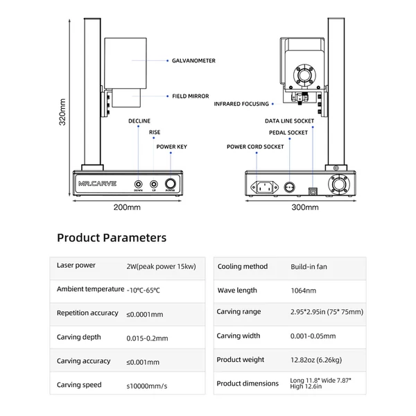 MR. CARVE M1 Pro lézergravírozó asztali jelölőgép, faragás