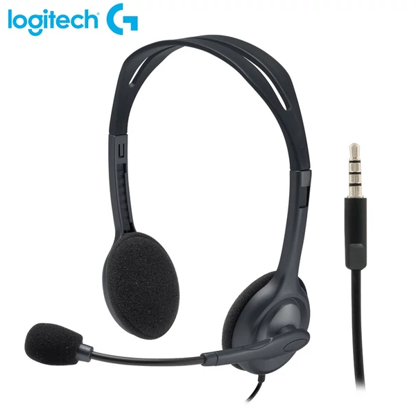 Logitech H111 sztereó fejhallgató 3,5 mm-es vezetékes forgó mikrofonnal - Fekete