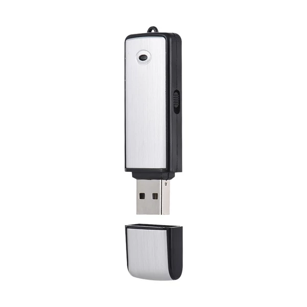 USB digitális hangrögzítő, flash meghajtó, pendrive 18 óra felvétel, újratölthető - 8 GB, fekete